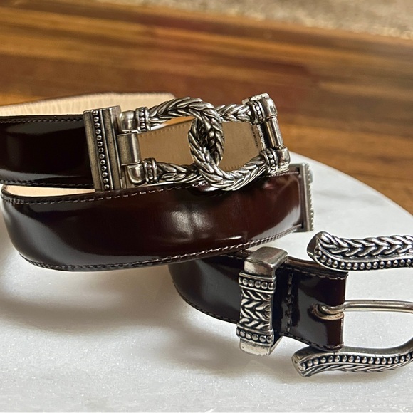 Brighton • 1996 • Medium • Brown Leather • Silver Metal Chain • Western • Belt - Picture 2 of 16